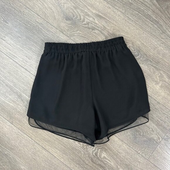 Aritzia Babaton Norbert Shorts Mesh Lace trim Mid low rise Black Size XXS - Picture 3 of 12